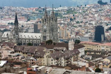 Basílica of the National Vow rising above Quito rooftops