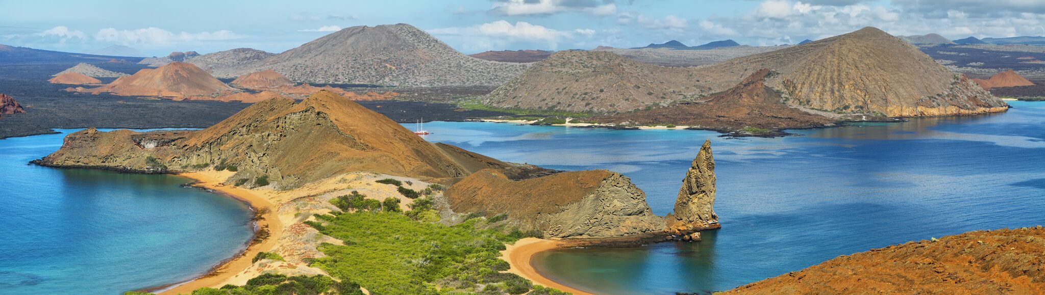 Panorama of tropical Galápagos islands and azure water